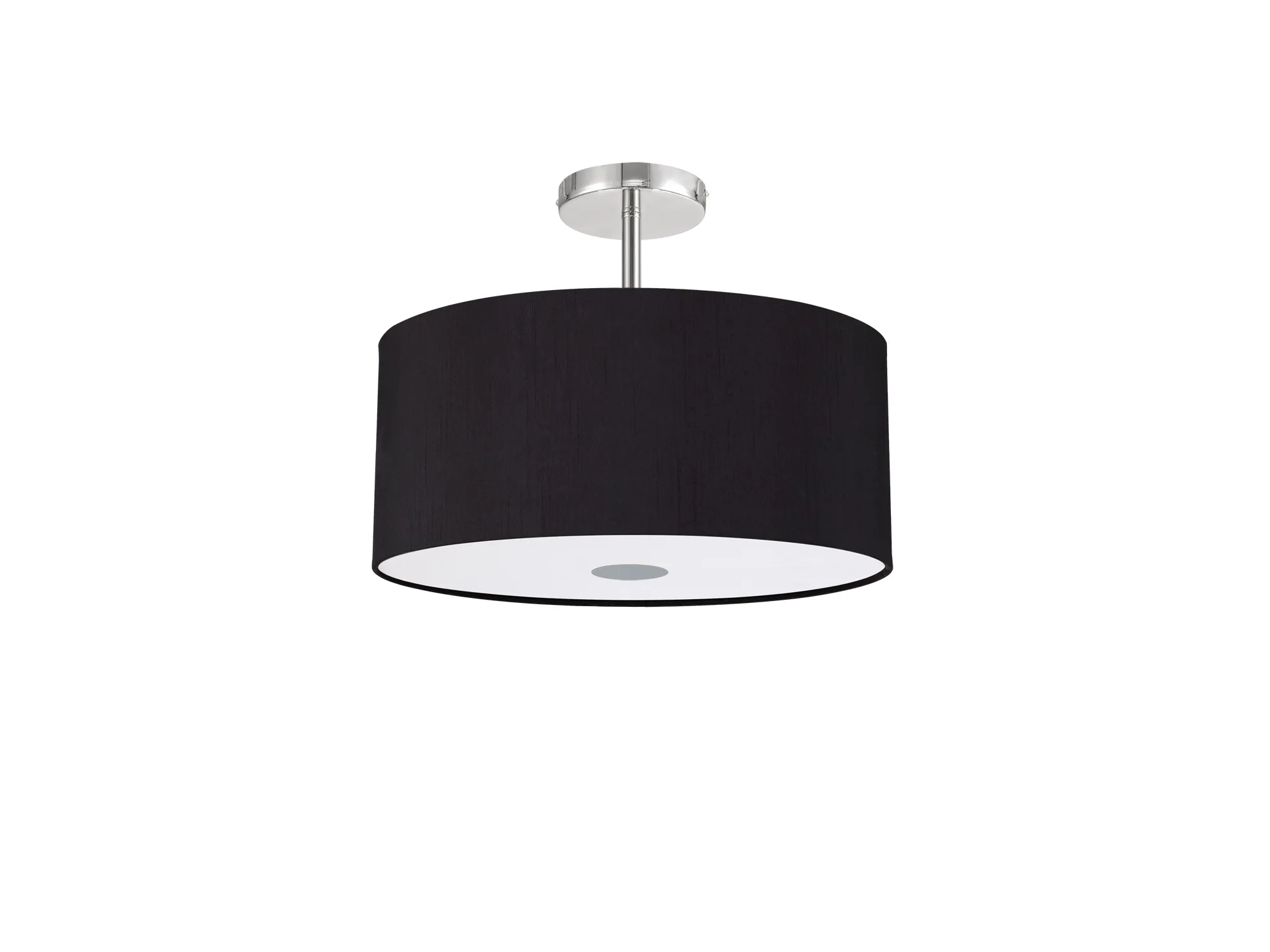 Baymont 40cm, Drop Flush 5 Light Polished Chrome, Midnight Black/Green Olive, Frosted Diffuser DK0485  Deco Baymont CH BL/GR
